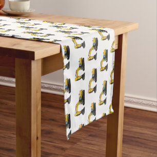Crawler excavator cartoon illustration short table runner