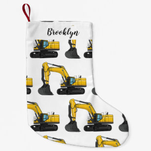 Crawler excavator cartoon illustration small christmas stocking