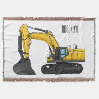 Crawler excavator cartoon illustration