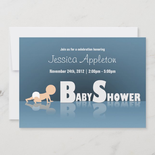 Crawling Baby Reflection Baby Shower Invitations (Front)