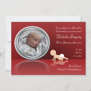 Crawling Baby Reflection Birth Announcements