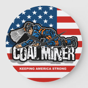 CRAWLING COAL MINER LARGE CLOCK