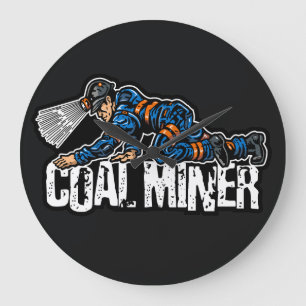 CRAWLING COAL MINER LARGE CLOCK