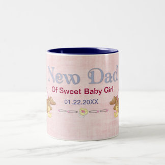 Crawling Teddy - New Dad of Girl - Customise Two-Tone Coffee Mug