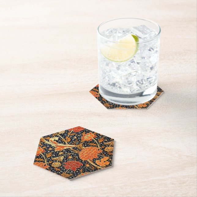 Cray, a beautiful William Morris pattern Paper Coaster (Insitu)