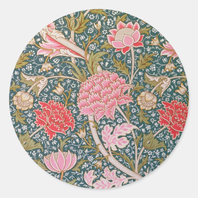 Cray - Art nouveau floral print by William Morris Classic Round Sticker (Front)