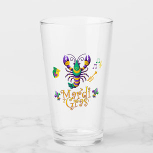 Crayfish Fleur de lis Mardi Gras Glass