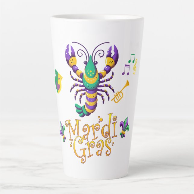 Crayfish Fleur de lis Mardi Gras  Latte Mug (Front)