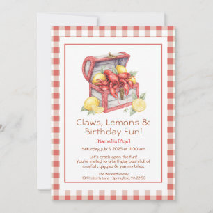 Crayfish & Lemon Treasure Chest Birthday  Invitation