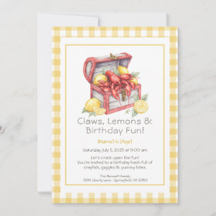 Crayfish & Lemon Treasure Chest Birthday Invitation