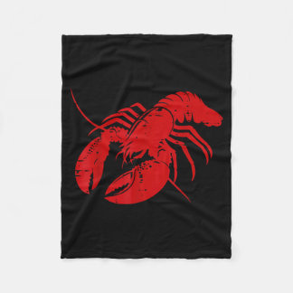 Crayfish Lobster Red Silhouette Crawfish Men Women Fleece Blanket
