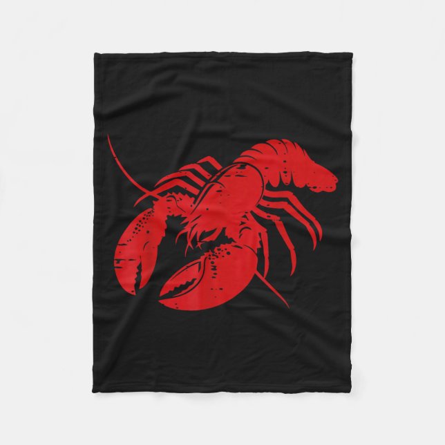 Crayfish Lobster Red Silhouette Crawfish Men Women Fleece Blanket (Front)