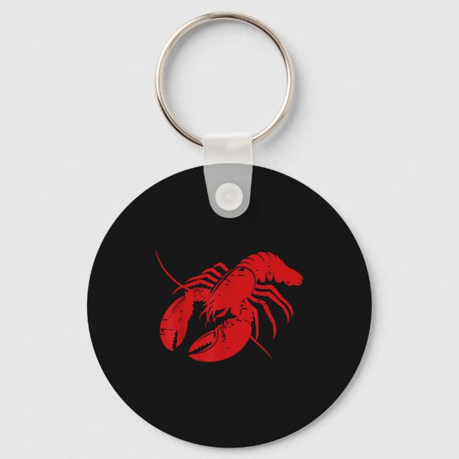 Crayfish Lobster Red Silhouette Crawfish Men Women Key Ring (Front)
