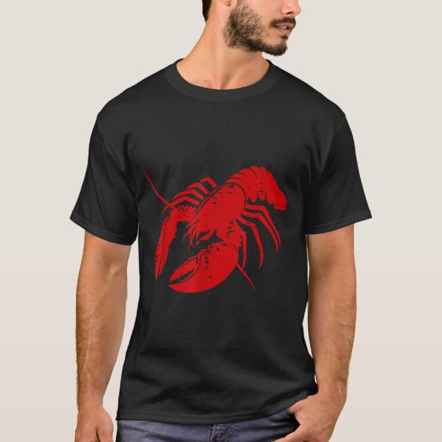 Crayfish Lobster Red Silhouette Crawfish Men Women T-Shirt (Front)