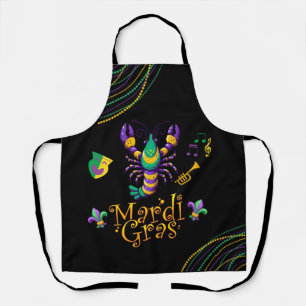 Crayfish/trumpet/mask/fleur de lis Mardi Gras  Apron