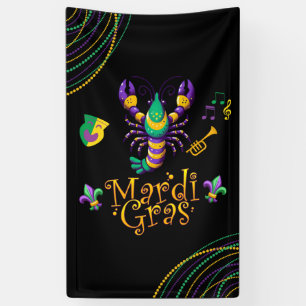 Crayfish/trumpet/mask/fleur de lis Mardi Gras  Banner