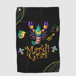 Crayfish/trumpet/mask/fleur de lis Mardi Gras Golf Towel