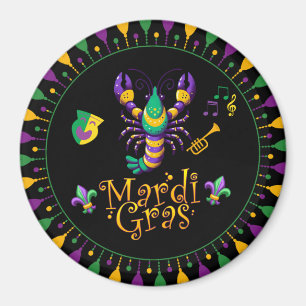 Crayfish/trumpet/mask/fleur de lis Mardi Gras Magnet