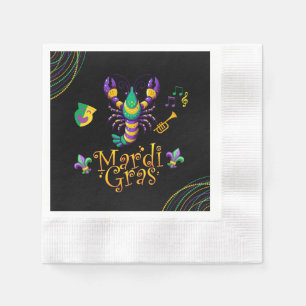 Crayfish/trumpet/mask/fleur de lis Mardi Gras  Napkin