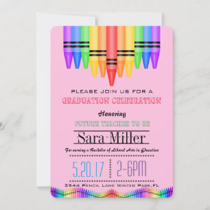 Crayola Rainbow Teacher Graduation Invitation