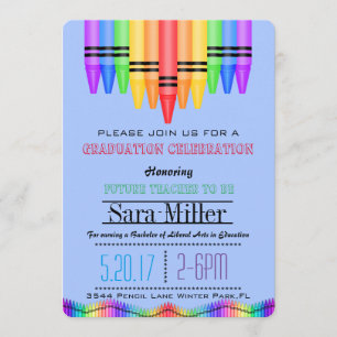 Crayola Rainbow Teacher Graduation Invitation