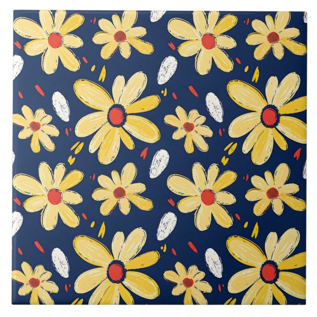 Crayon and Butterfly Flowers Tile (Front)