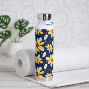 Crayon and Butterfly Flowers Water Bottle