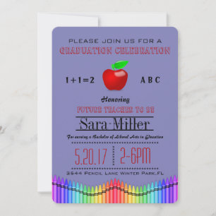 Crayon & Apple Teacher Graduation Invitation
