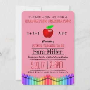 Crayon & Apple Teacher Graduation Invitation