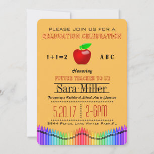 Crayon & Apple Teacher Graduation Invitation