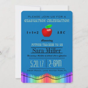 Crayon & Apple Teacher Graduation Invitation