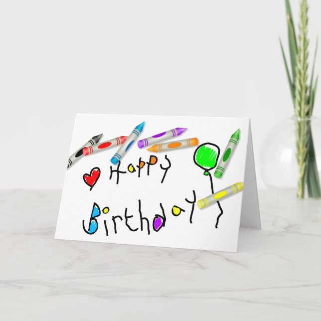 Crayon Birthday Greeting Card (Front)