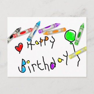 Crayon Birthday Greeting Postcard
