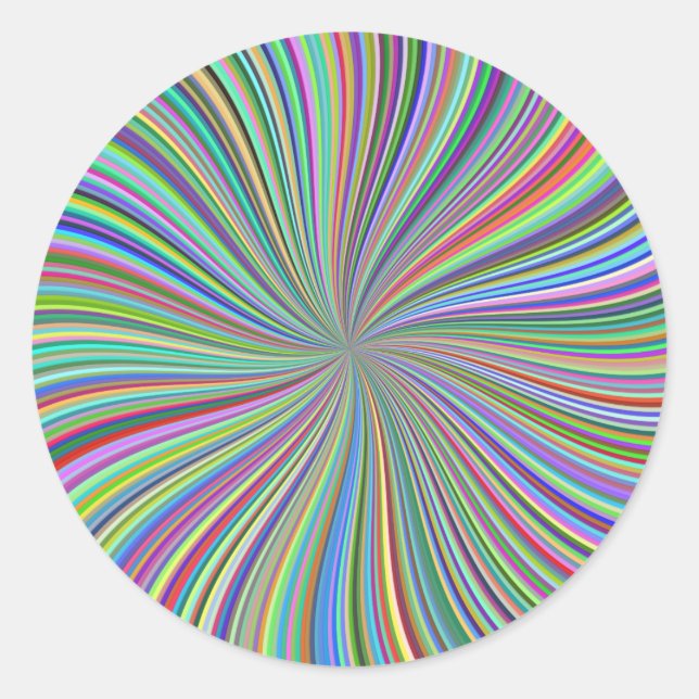 Crayon Box of Colours Optical Illusion Spiral Classic Round Sticker (Front)
