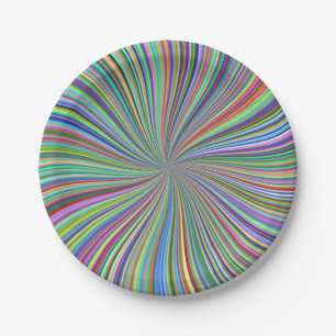 Crayon Box of Colours Spiral Optical Art Paper Plate