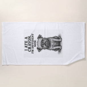 Crayon Chaos � Funny Brussels Griffon Dog Meme Des Beach Towel