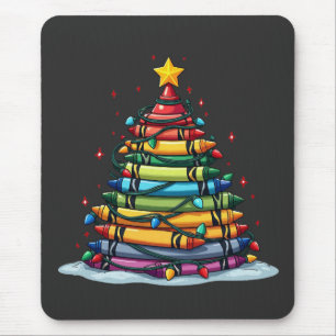 Crayon Christmas Tree Teacher Student Xmas Mouse Mat