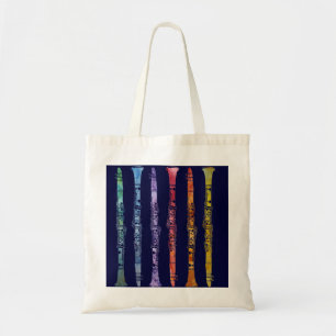 Crayon Clarinets on Navy Tote Bag