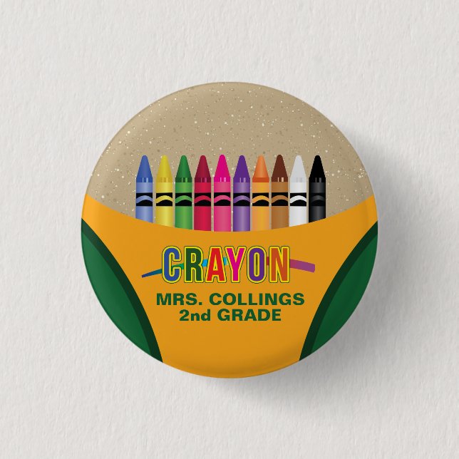 Crayon Coloring Party Pinback Button (Front)