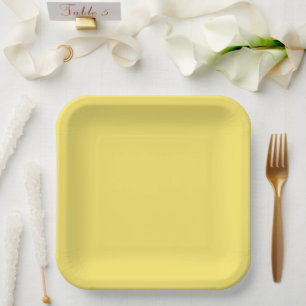 Crayon Colour Yellow Square Paper Plate