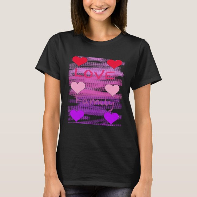 Crayon Coloured Family Love Hearts Valentine T-Shirt (Front)