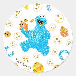 Crayon Cookie Monster Cookie Pattern Classic Round Sticker