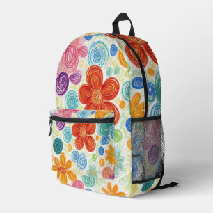Crayon Doodle Daisy Design Printed Backpack