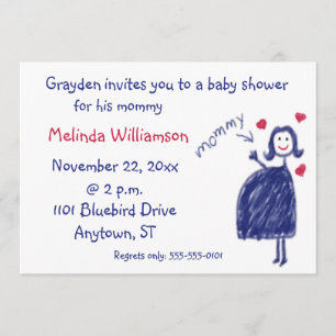 Crayon Drawing Baby Shower Invitation From Child