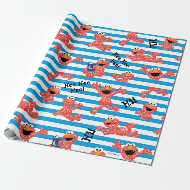 Crayon Elmo Stripe Pattern Wrapping Paper (Unrolled)
