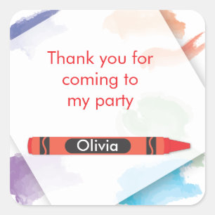 Crayon Favour Sticker Red