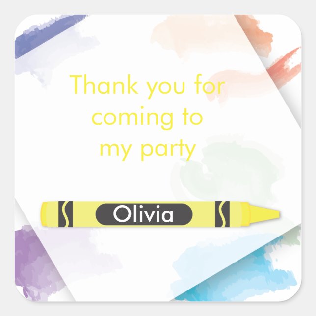 Crayon Favour Sticker  |  Yellow (Front)