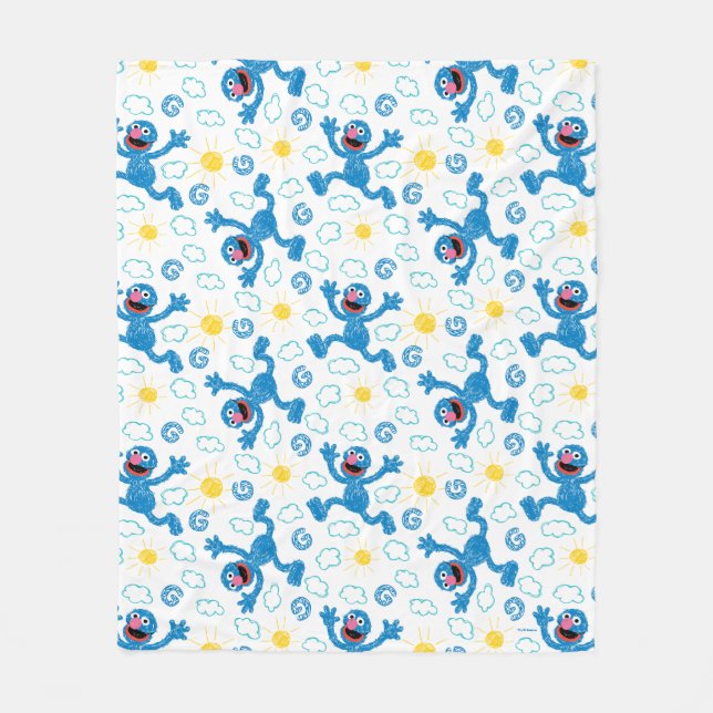 Crayon Grover Sunshine Pattern Fleece Blanket (Front)