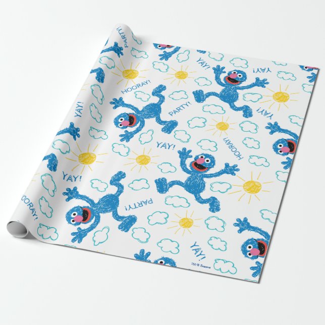 Crayon Grover Sunshine Pattern Wrapping Paper (Unrolled)