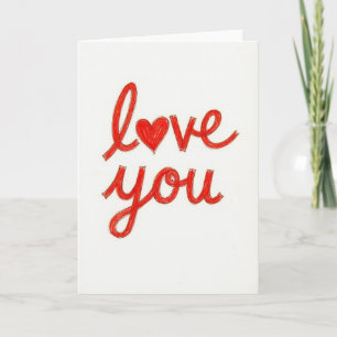 Crayon Heart Love You Card